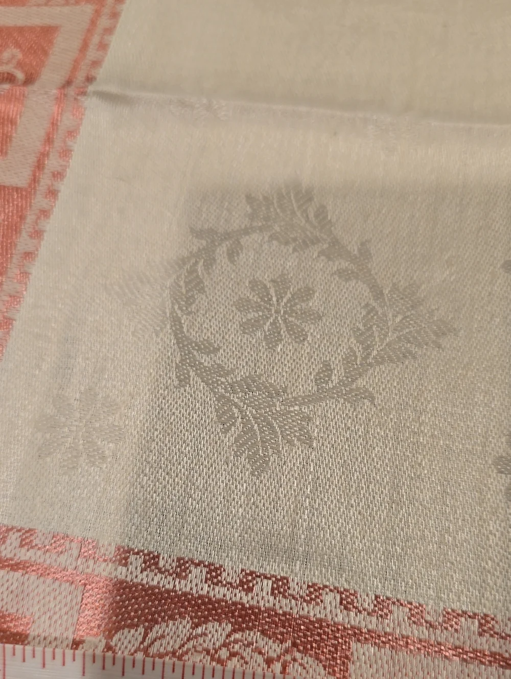 Cream and Coral Border Table Linen Set, 55